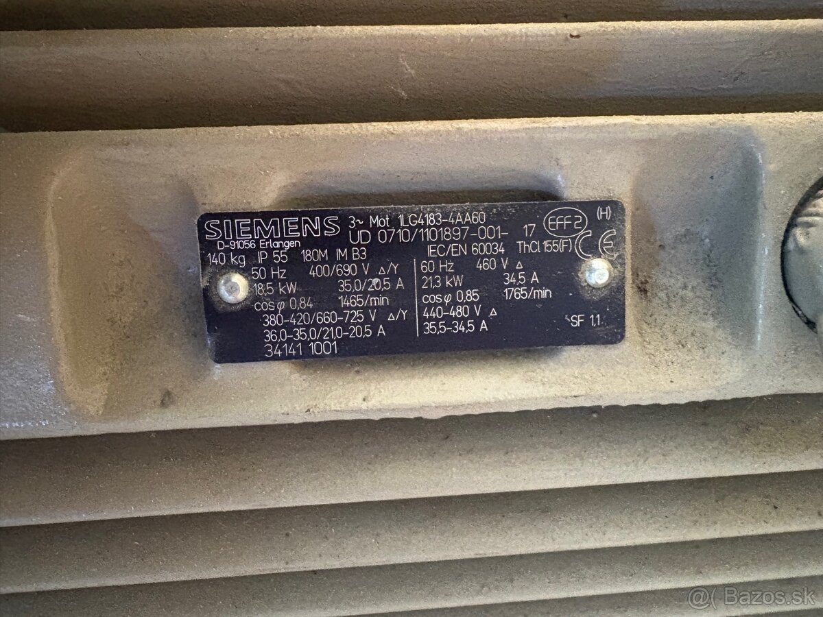 Trojfázovy Elektromotor Siemens 18,5kw, 1450ot. - 2