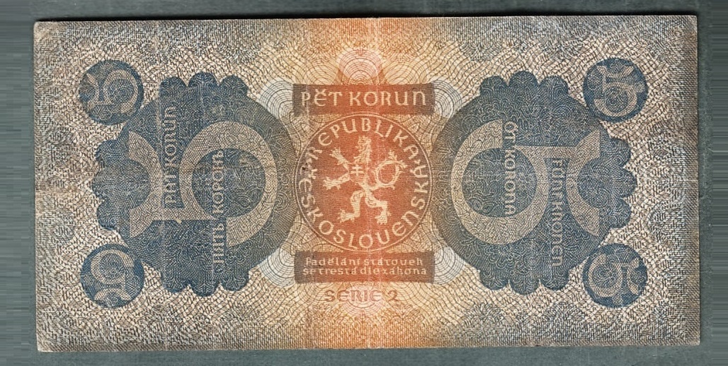 Staré bankovky 5 korun 1921 - 2