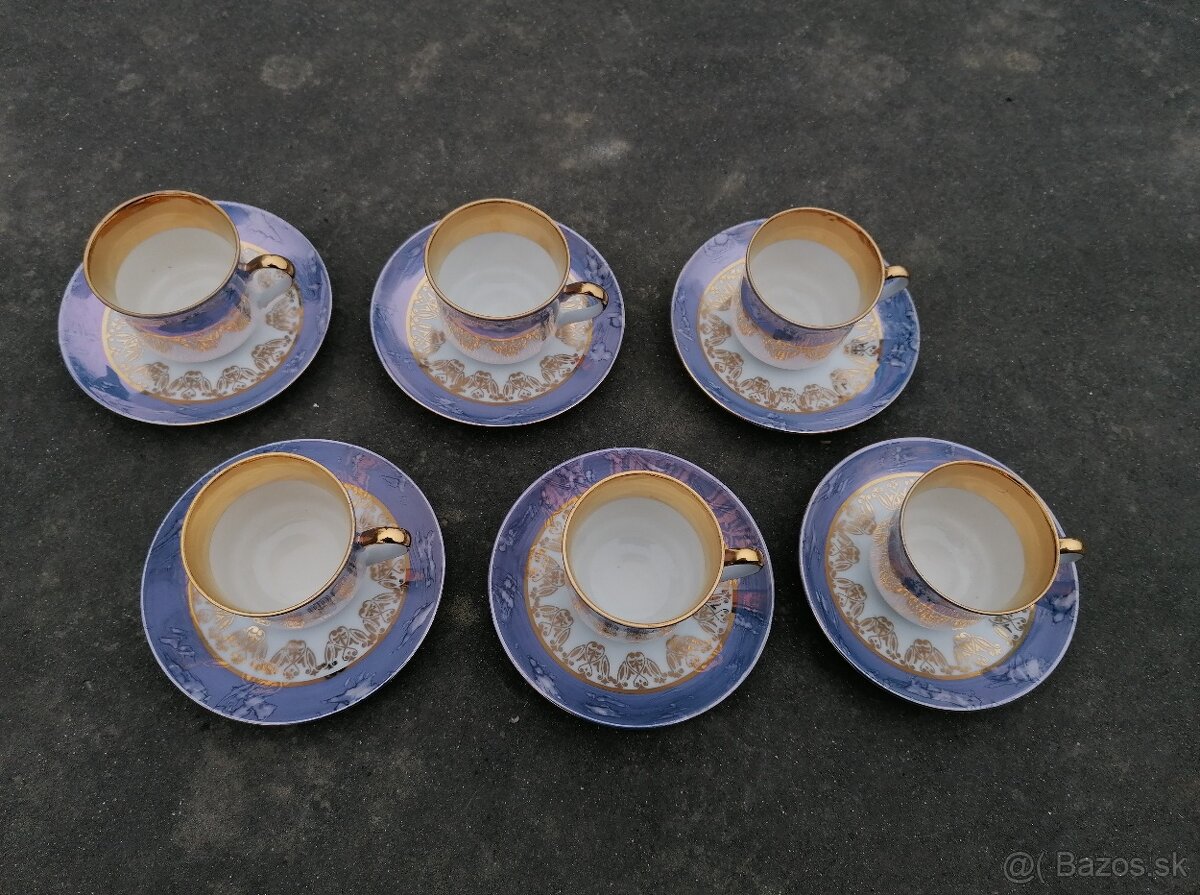 Predám zlato-modro-biela porcelánová sada - 2