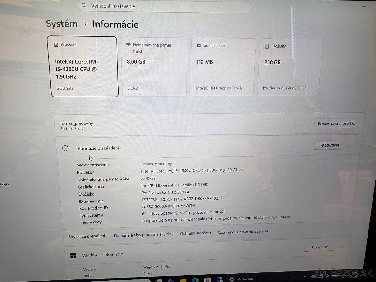 Microsoft Surface Pro 3 (i5 / 8GB RAM / 238GB SSD + dokovaci - 2