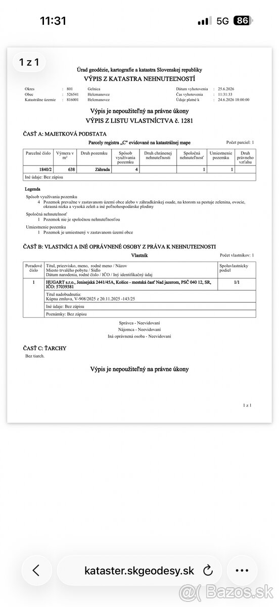 Predám pozemok 638m2 - 2