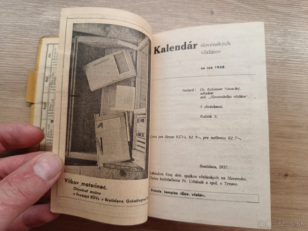 Kalendár slovenských včelárov na rok 1938 - 2