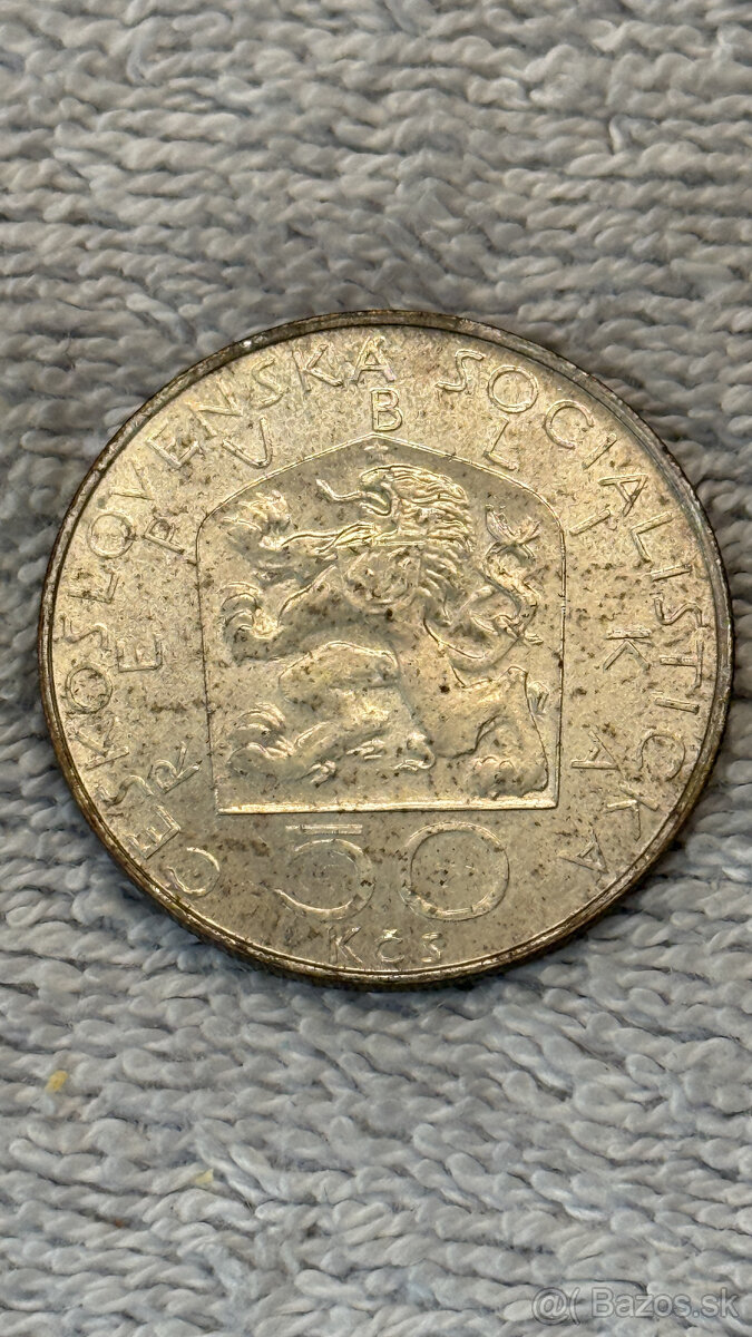 Stříbrná mince Československo – 50 Kčs 1978 (100. výročí nar - 2
