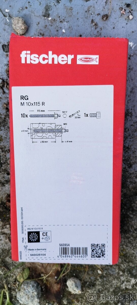Chemická kotva Fischer RM II 10 + kotevná skrutka M10x115 - 2