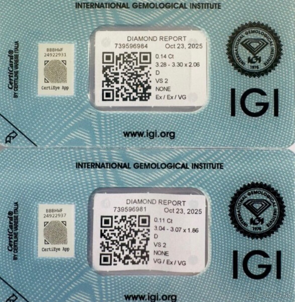 Predam 2ks diamantov D VS2 - 2