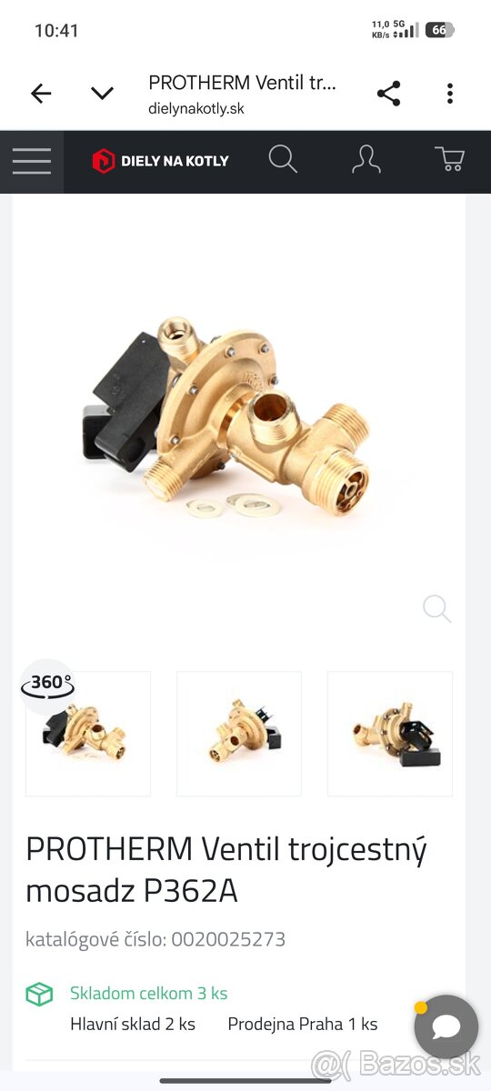 Trojcestný ventil mosadz Protherm P362A - 2