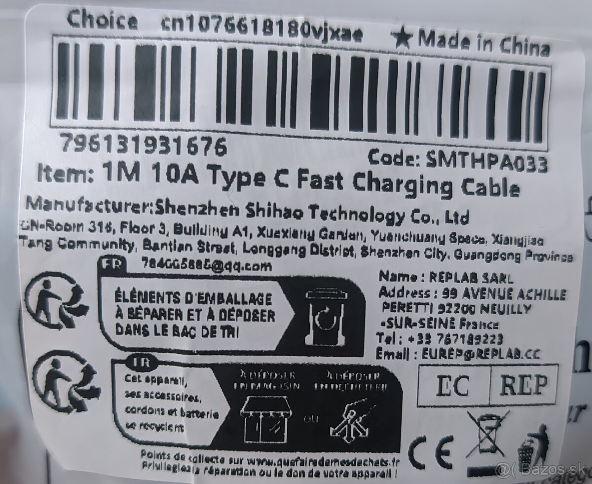 10A USB-C kábel 1M pre 120W nabíjačku Super Fast Charging - 2