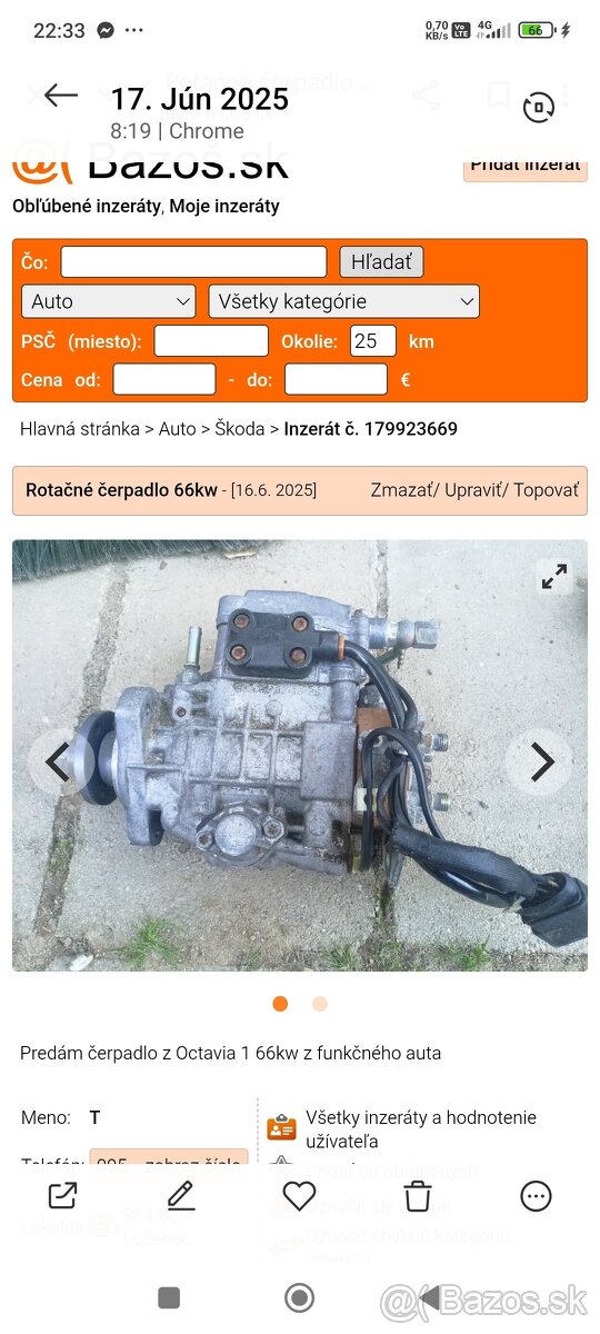 Predám motor škoda Octavia 1.9 TDI 66 kv 81kv - 2
