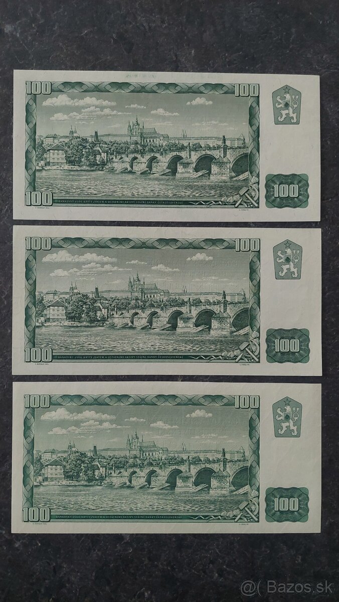 3x 100 Kčs 1961, stav N (UNC) - 2