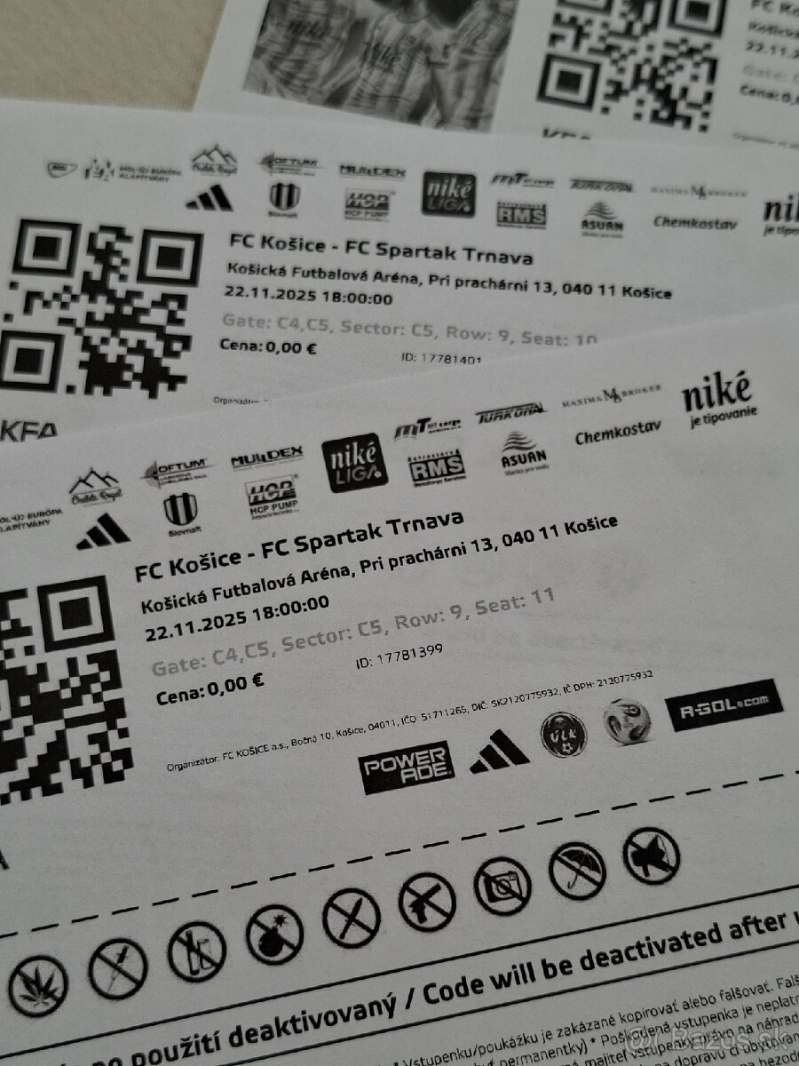 Predám vstupenky na futbal FC Košice-FC Spartak Trnava - 2