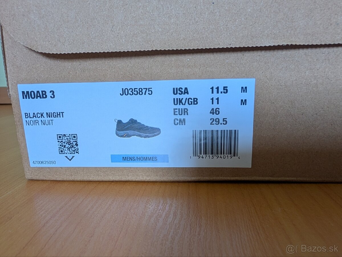Nové Merrell Moab 3, veľkosť 46, farba Black Night - 2