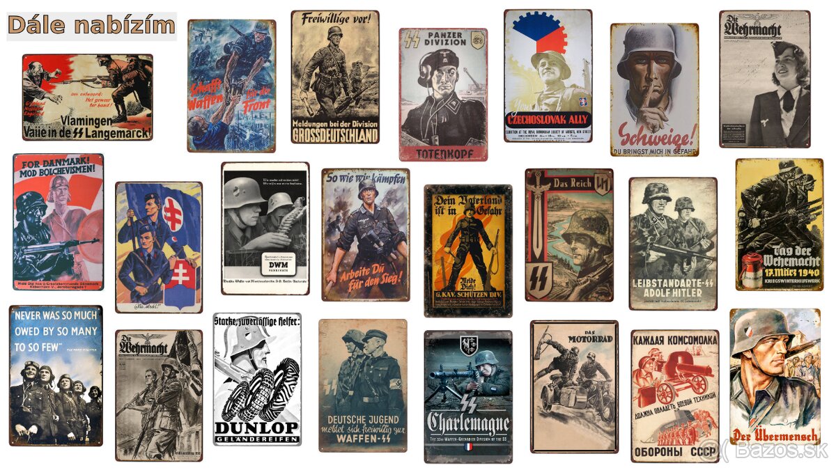 plechová cedule: Na stráž - válečná propaganda 1940 - 2