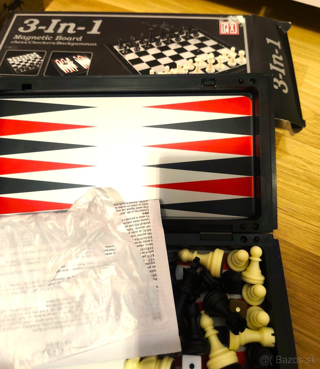 NOVý MAGNETIC.ŠACH 3 HRY V1+DÁMA+BACKGAMON+ZDARMA SAMOLEPKY - 2