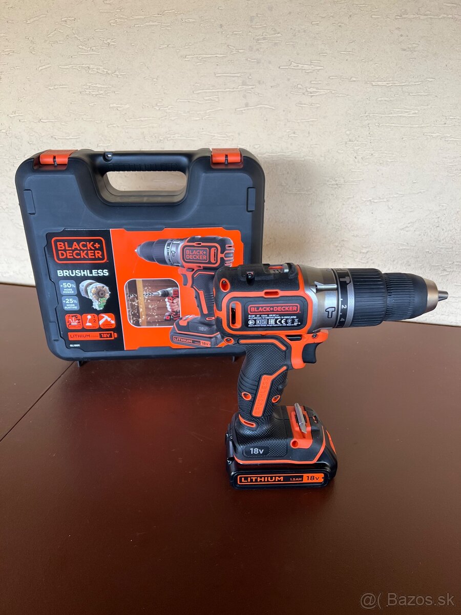 Aku príklepová vŕtačka Black&Decker BL188KB-QW + 2 batérie - 2