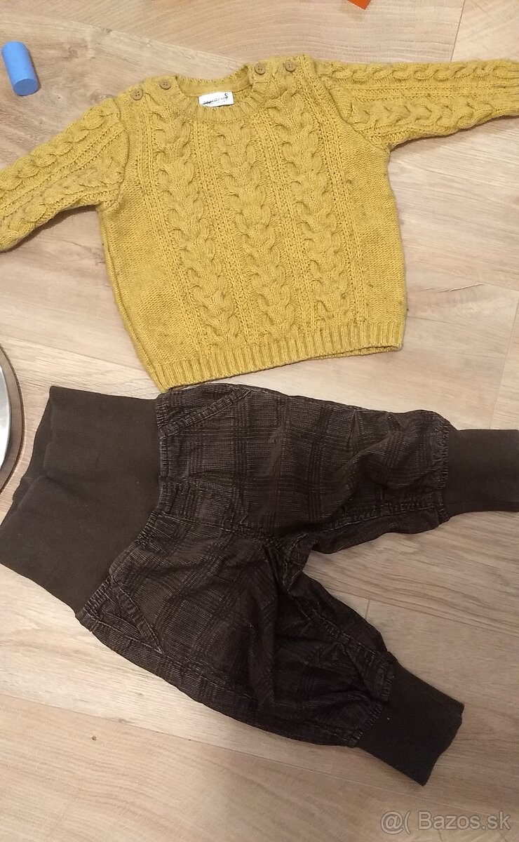 Pleteny svetrik Next+kosela Zara+2x nohavice 68 - 2