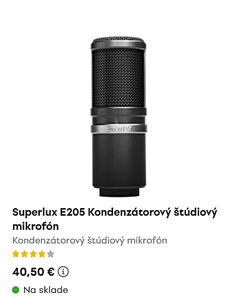 Štúdiový kondenzátorový mikrofón SUPERLUX E205 - 2