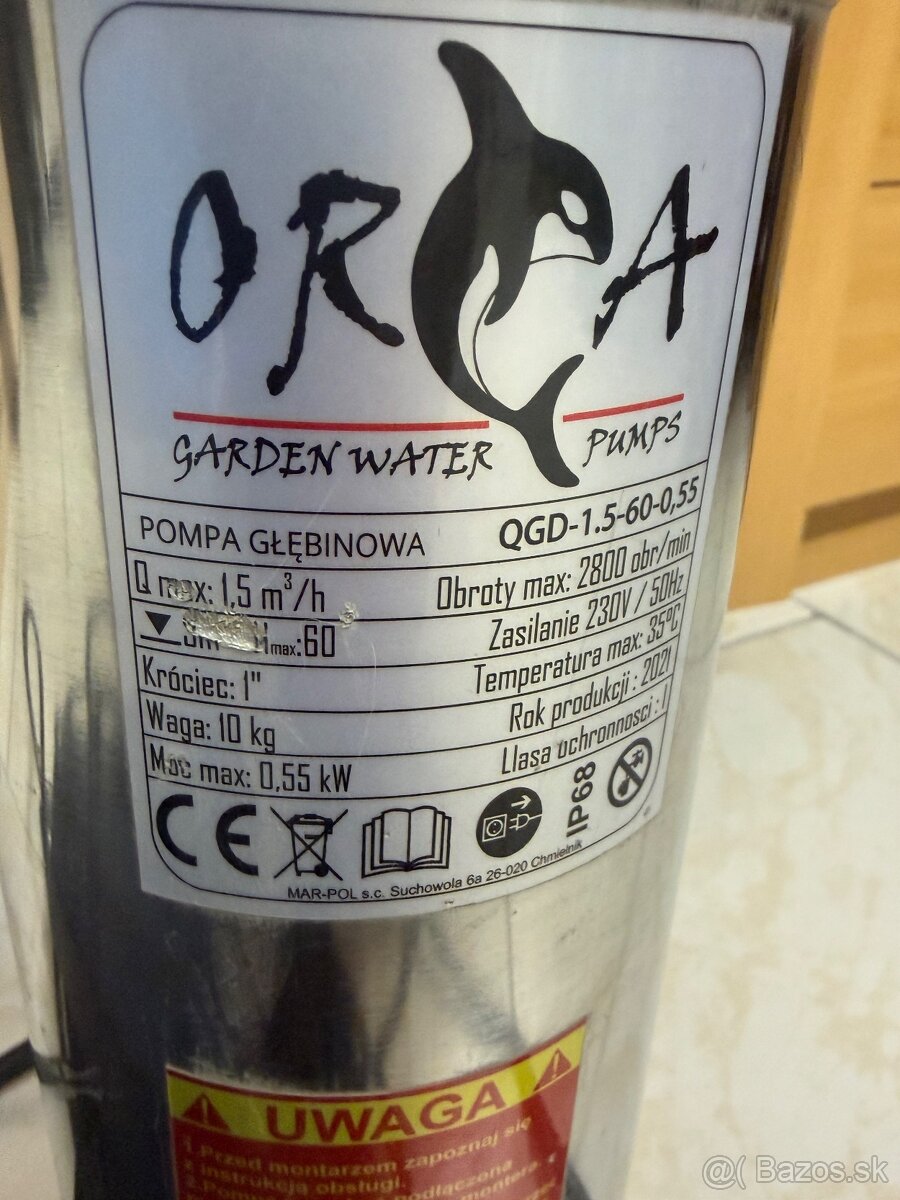 Predám ponorné hlbinné čerpadlo značky Orca . - 2