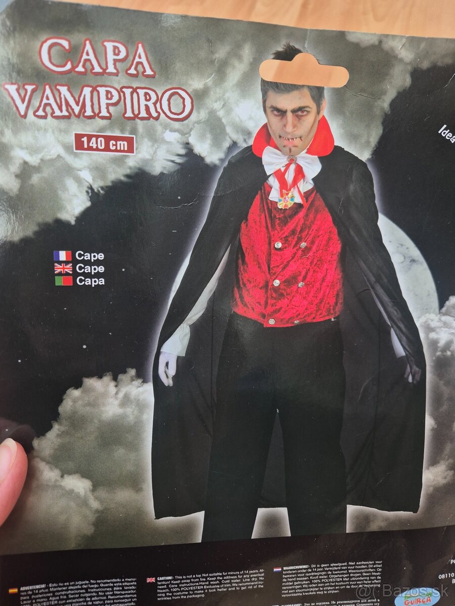 Kostým na karneval - plášť Dracula, 140 cm - 2