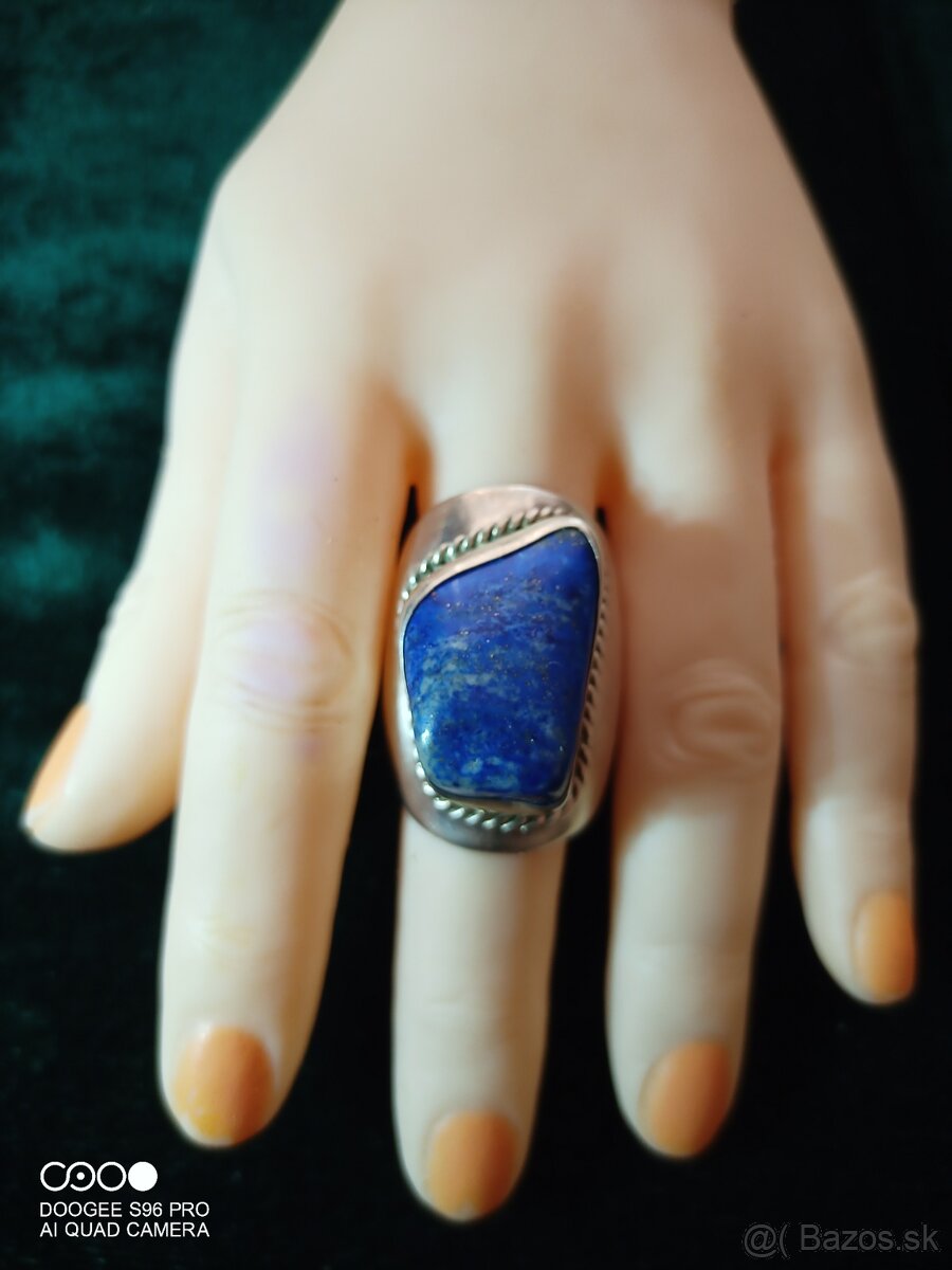 Strieborný prsteň s kameňom/Lapis/ - 2