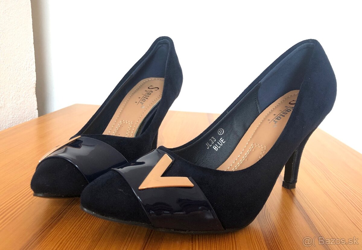 Modré semišové lodičky, 37 - 2