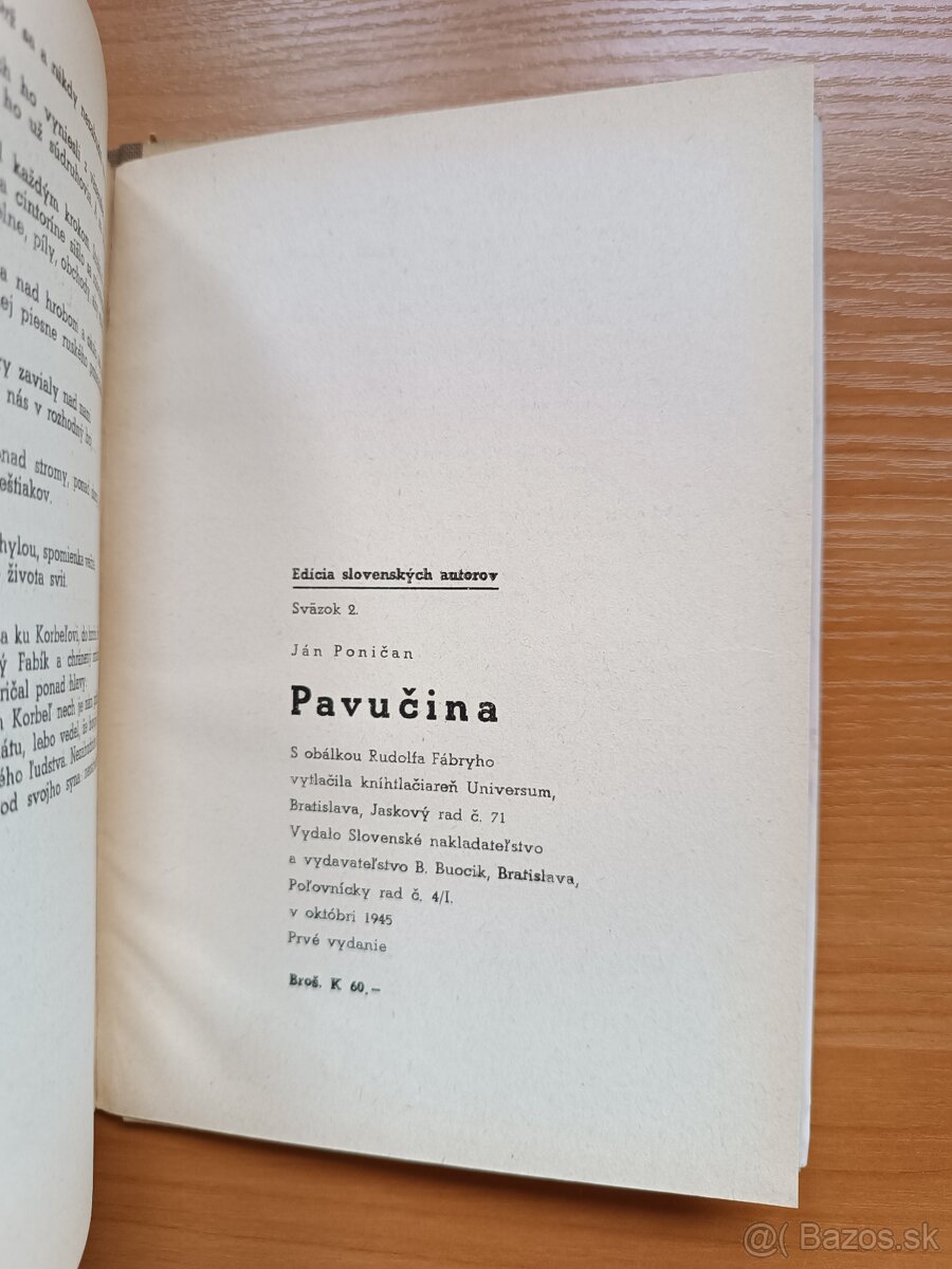 Ján Poničan Pavučina 1945 - 2