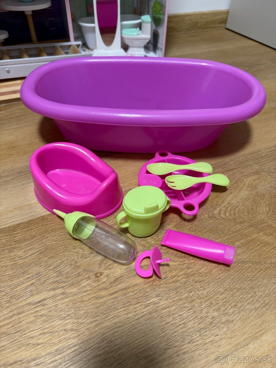 Skladacia postieľka pre bábiky aj s vaničkou a prísl. - 2