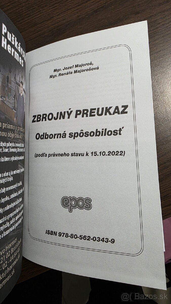 Kniha Zbrojny preukaz - odborna sposobilost - 2