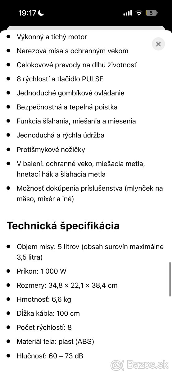 Kuchynský robot Siguro 5l - 2
