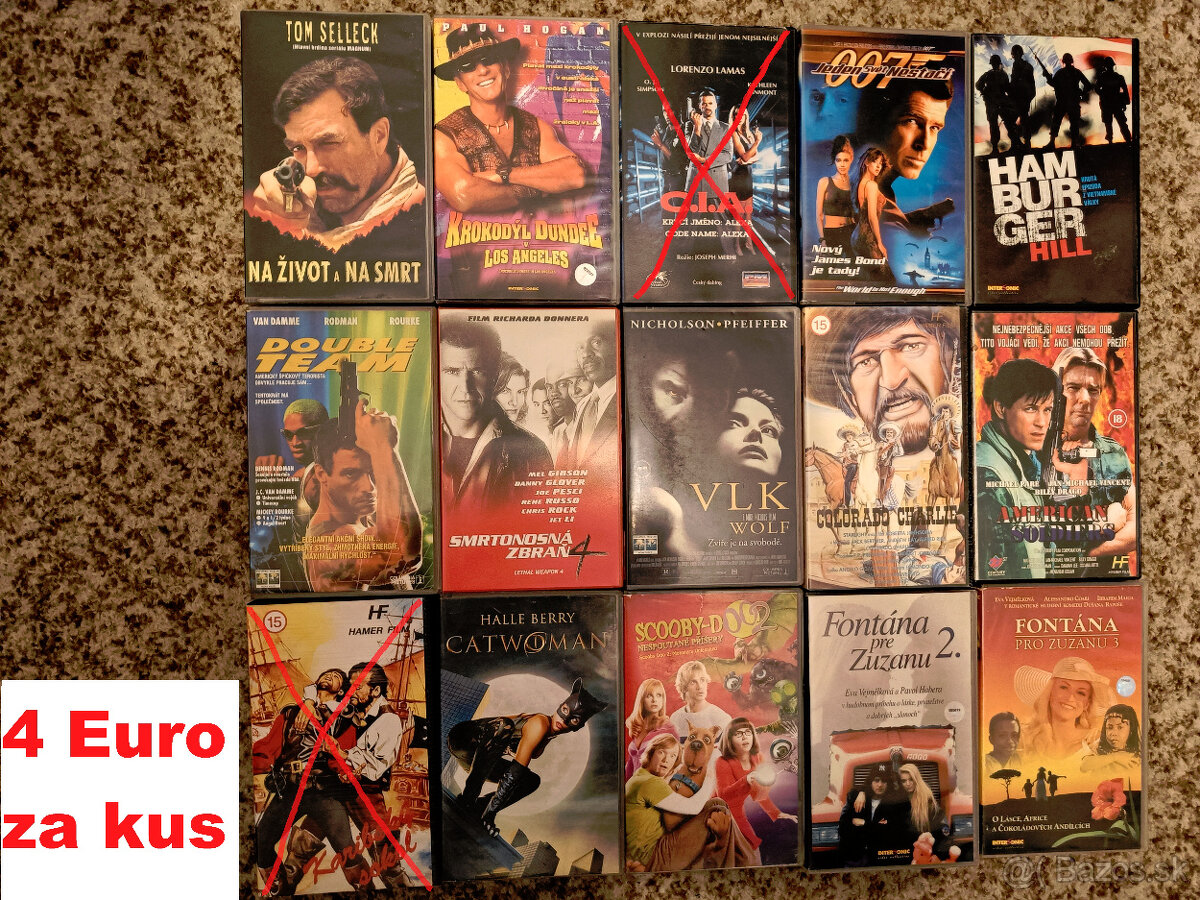 VHS videokazety odskúšané - ceny od 2 € - 2