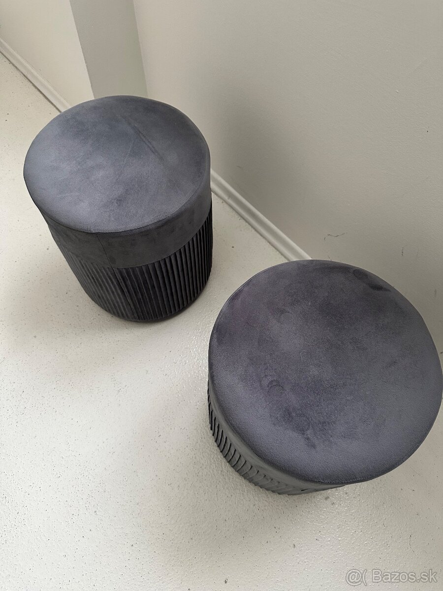 Pufy - tmavosivý zamat - 2