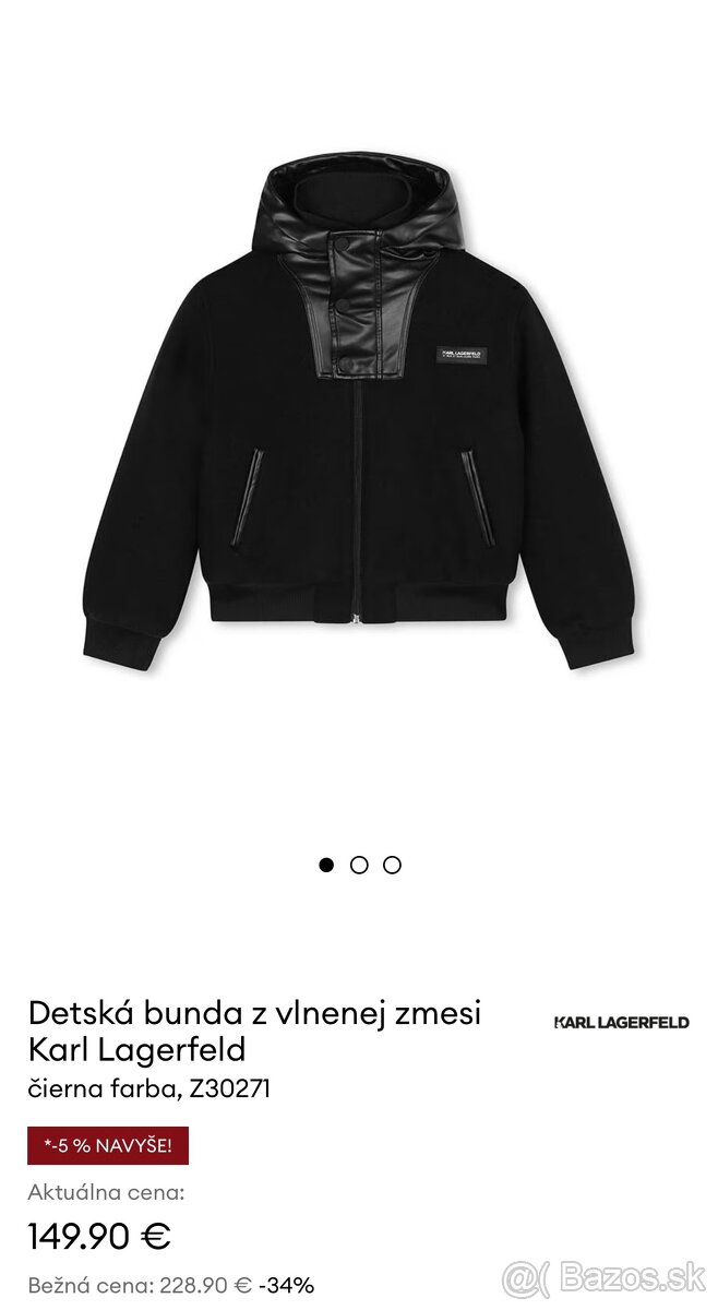 Nová detská bunda z vlnenej zmesi Karl Lagerfeld veľ.138 - 2