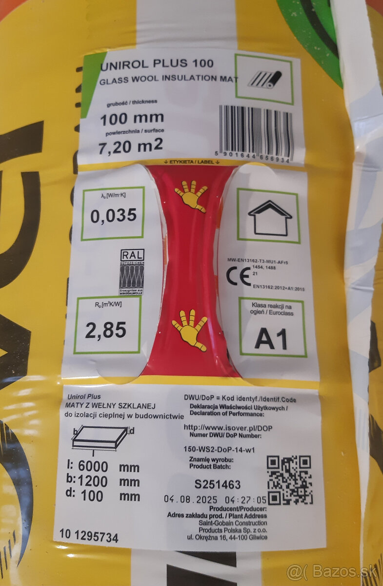 Isover Unirol Plus 100, 7.2 m2/bal - 2