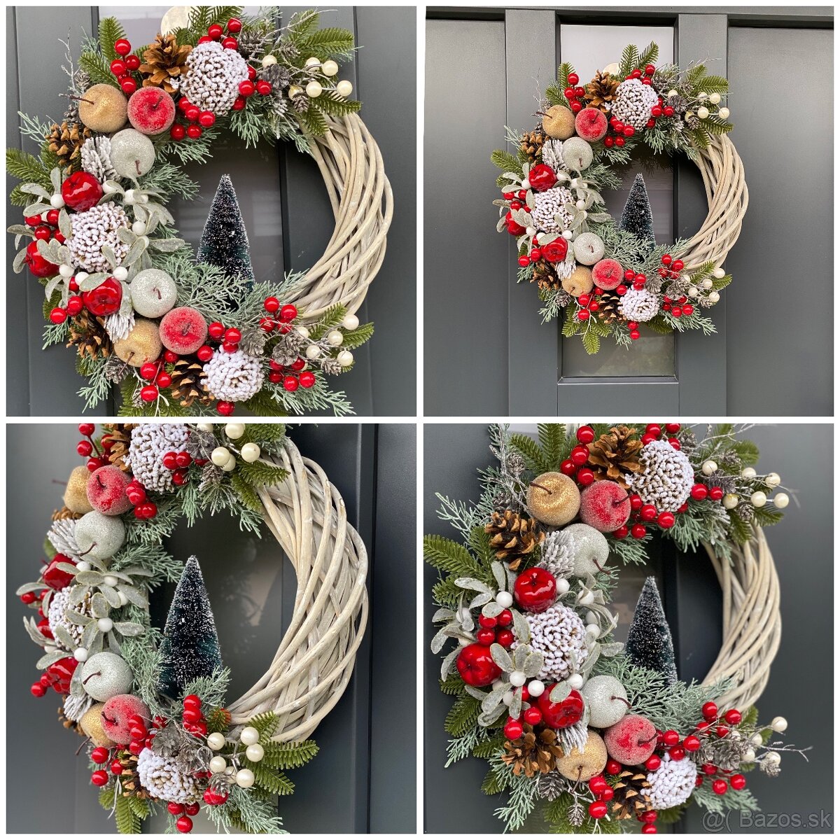 Vianočný veniec 35cm na dvere vianočný dekor polmesiac - 2