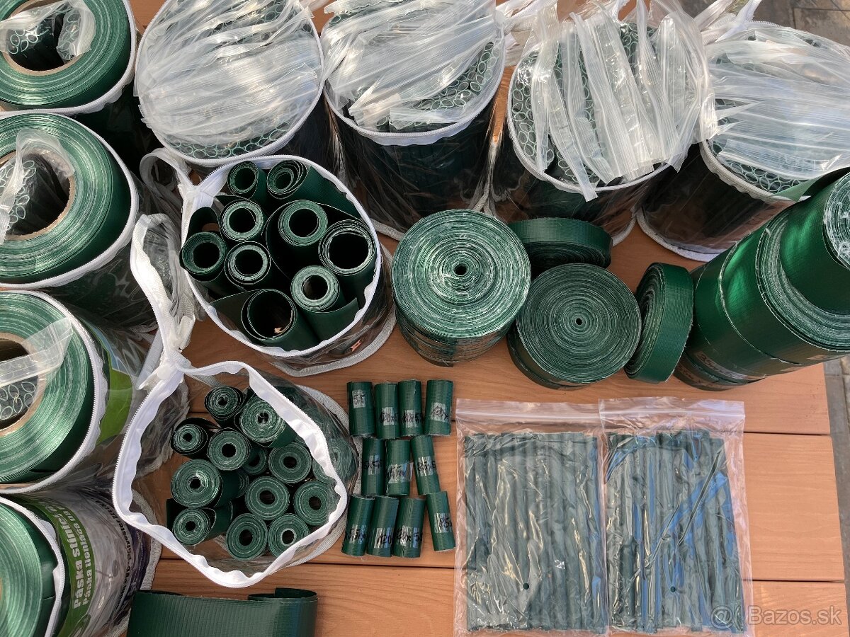 Krycia plotová páska, ukončovacie klipy, RAL 6005 - 2