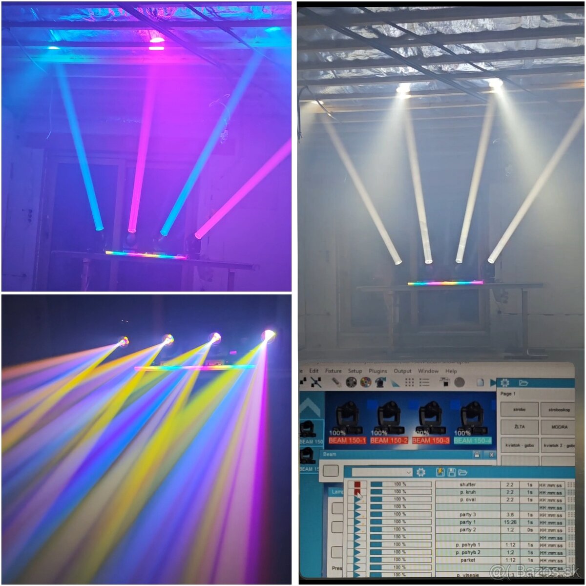 4ks 150W beam, naprogramovaná SHOW, wifi dmx - 2