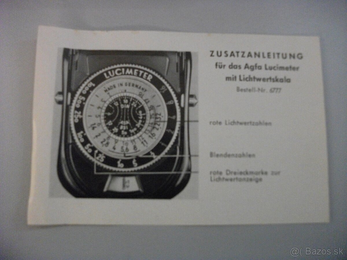 Predám veľmi starý LUCIMETER-AGFA. - 2