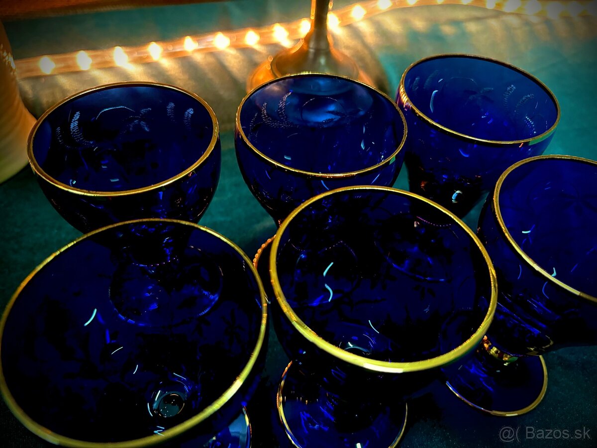 Sada modrých Poharov Bohemia - 2