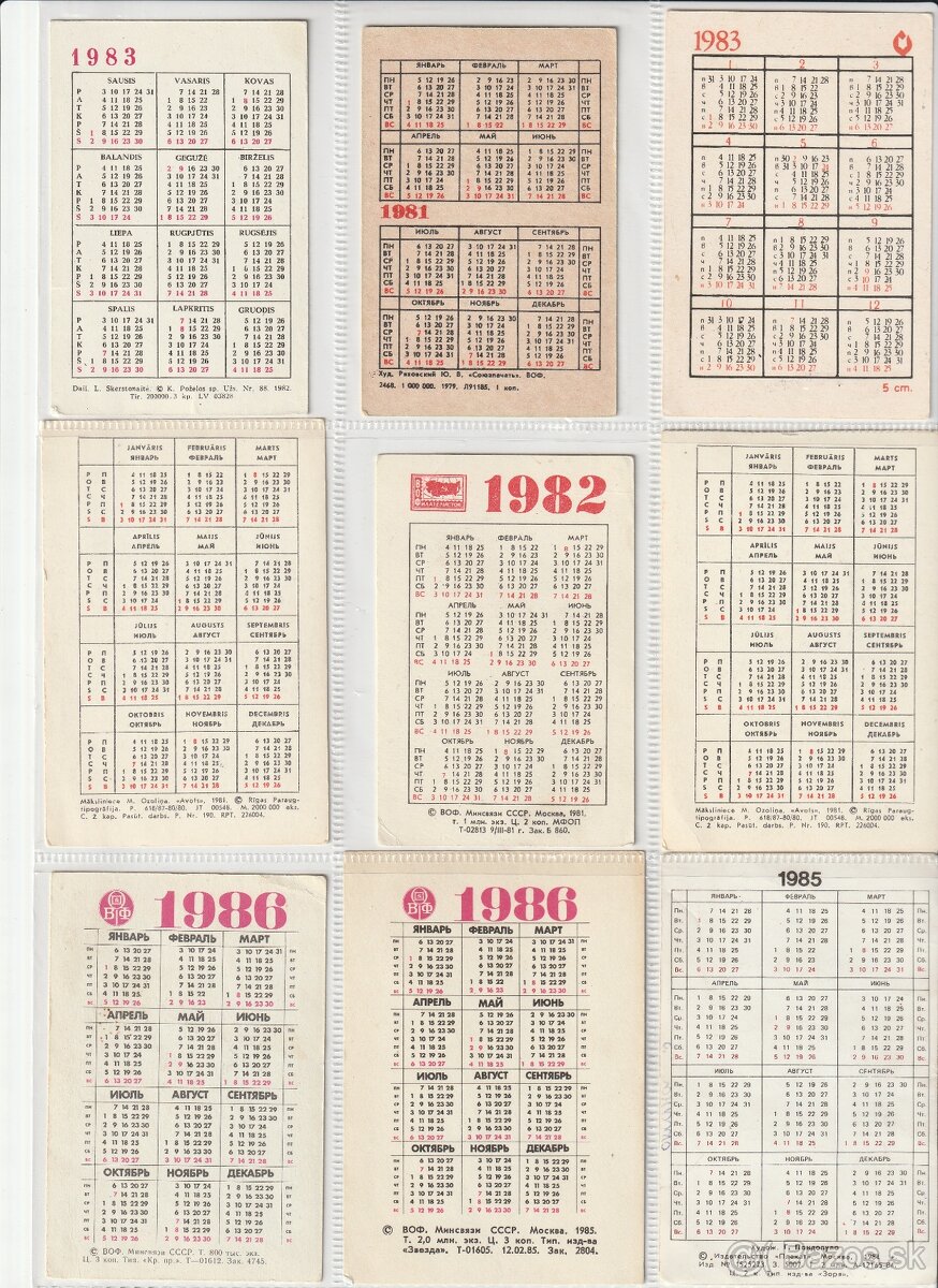 EUROOBALY NA KARTICKOVE KALENDARIKY - 2