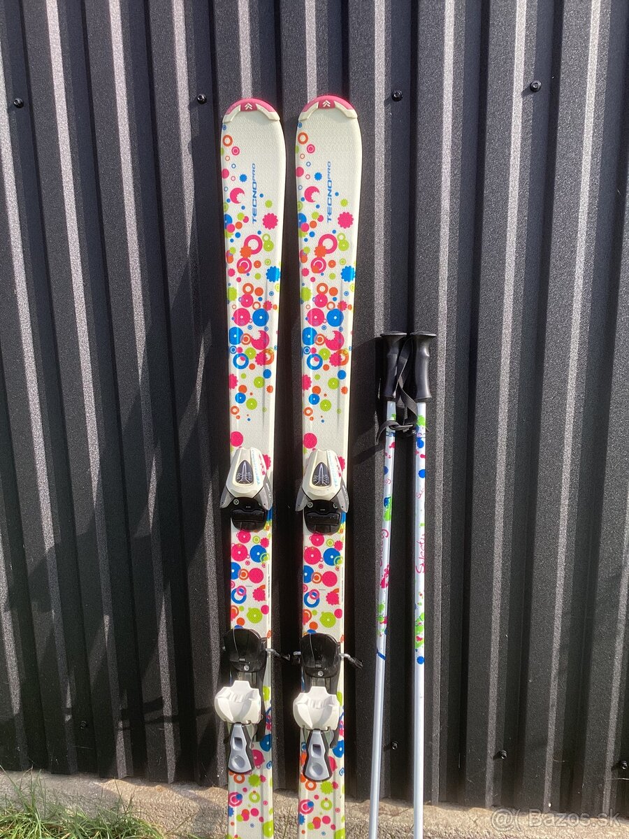 Lyže 140cm + lyžiarky + palice 110cm - 2