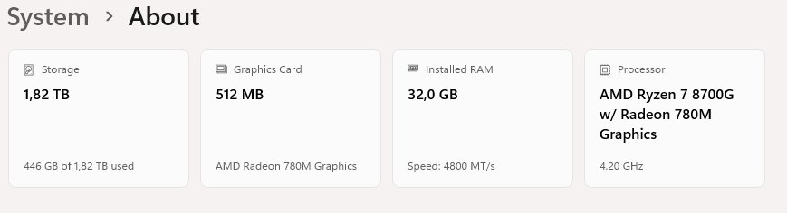 Predam PC: Ryzen 7 8700g, 32gb ddr5, 2tb ssd m.2 - 2