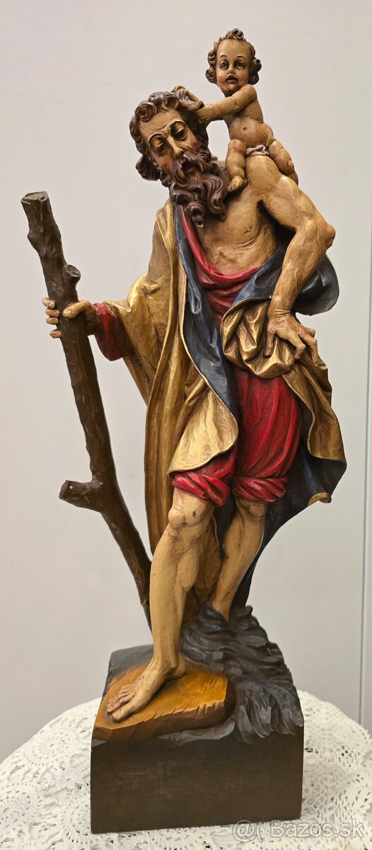 Socha sv. Krištofa s Ježiskom polychromia - 2