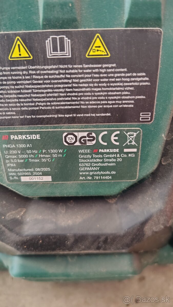 Parkside vodné čerpadlo 1300W - 2