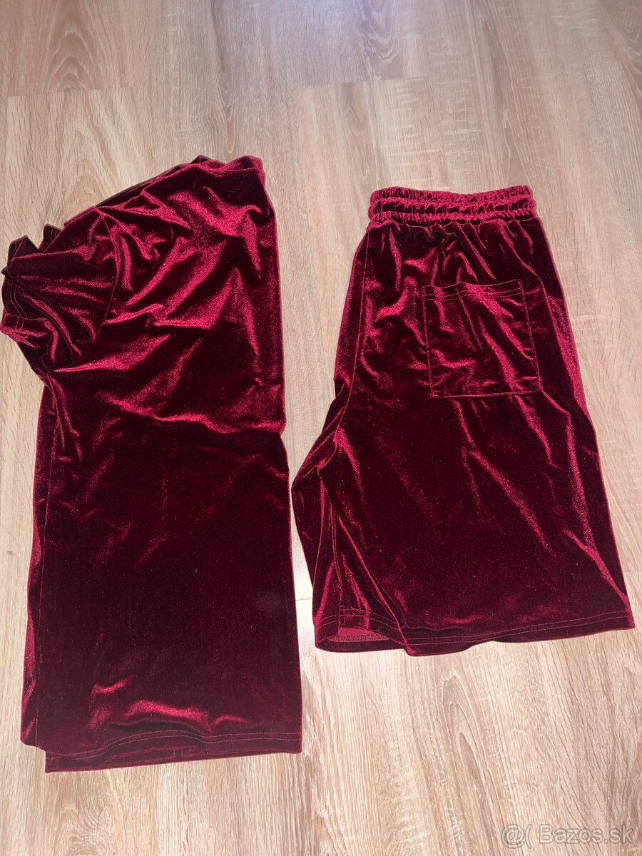 Pánska/unisex súprava (tričko + kraťasy) - vínovočervená - 2