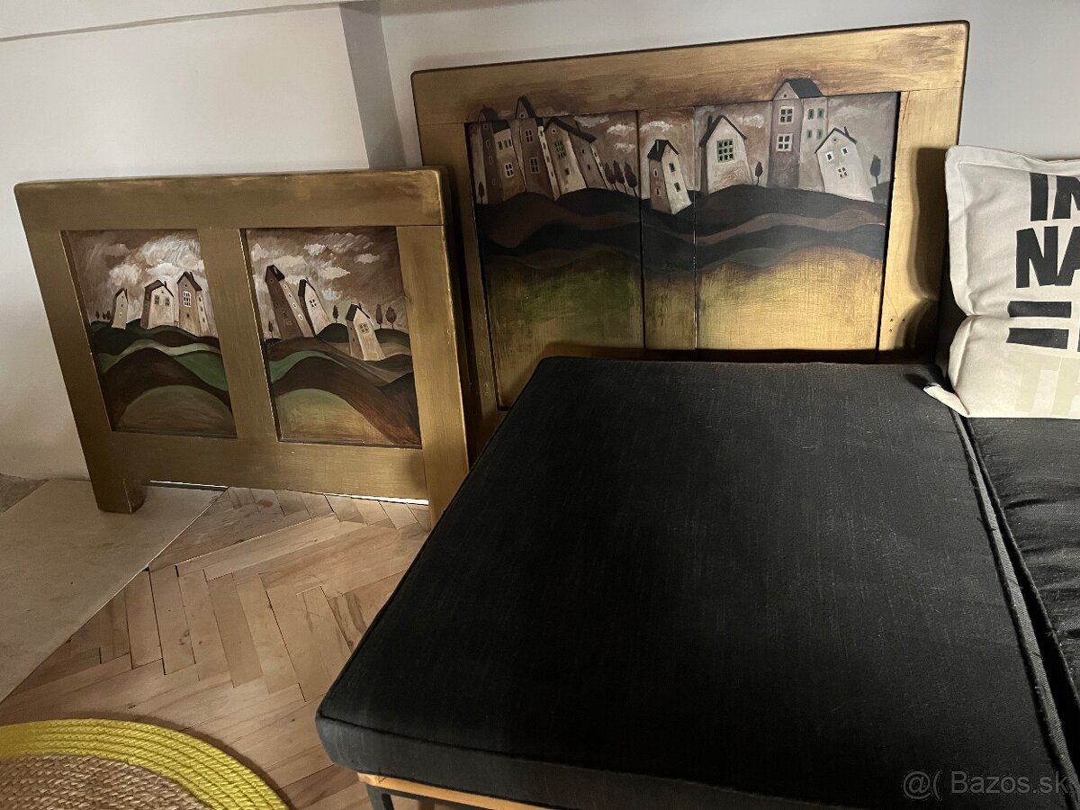 Na predaj….2xstarožitná posteľ 90x200cm,lampa - 2