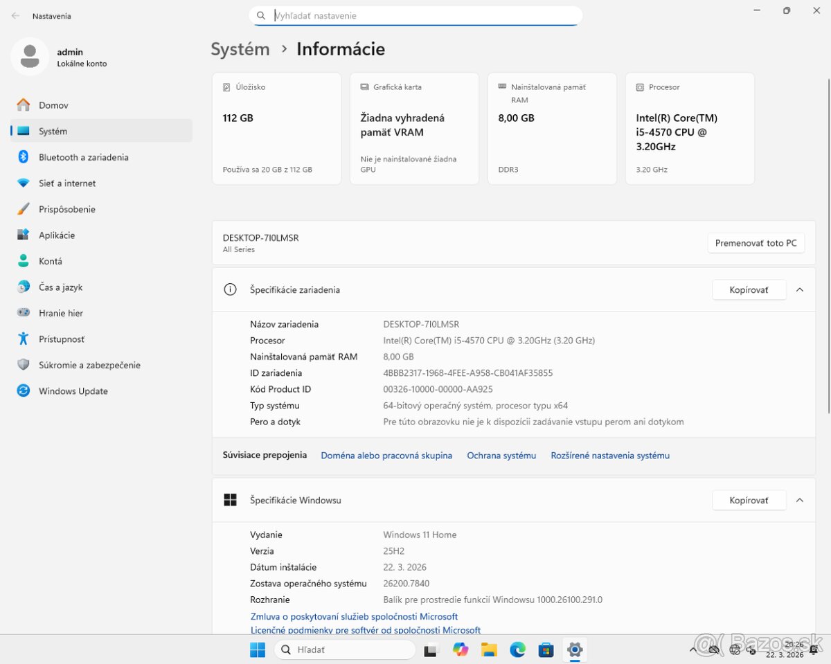 PC i5-4570 8GB RX-580X 120GB - 2