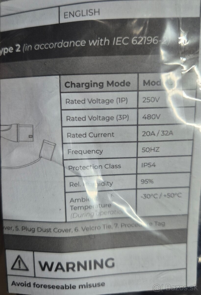 Nabíjací Kábel Type 2 - originál Tesla, 22kW, 32A, 7,5m - 2