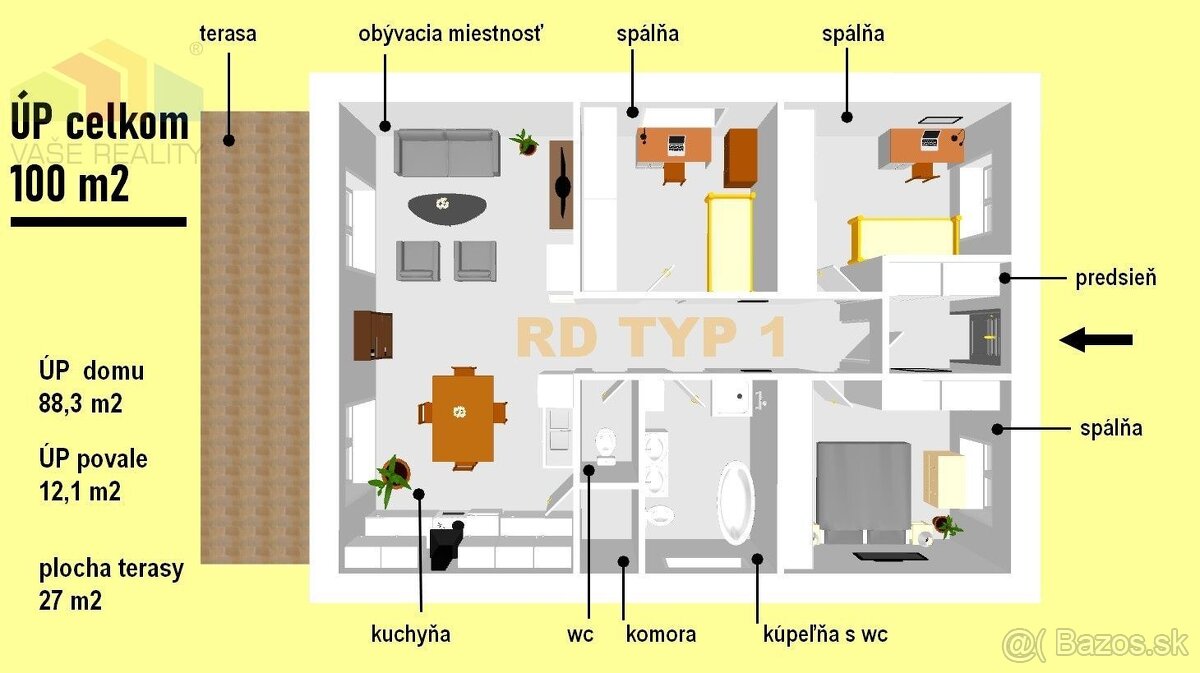 SKVELÁ CENA NOVOSTAVBA 100 M2 BUNGALOV 4+1 TYP 1 S POTOKO - 2