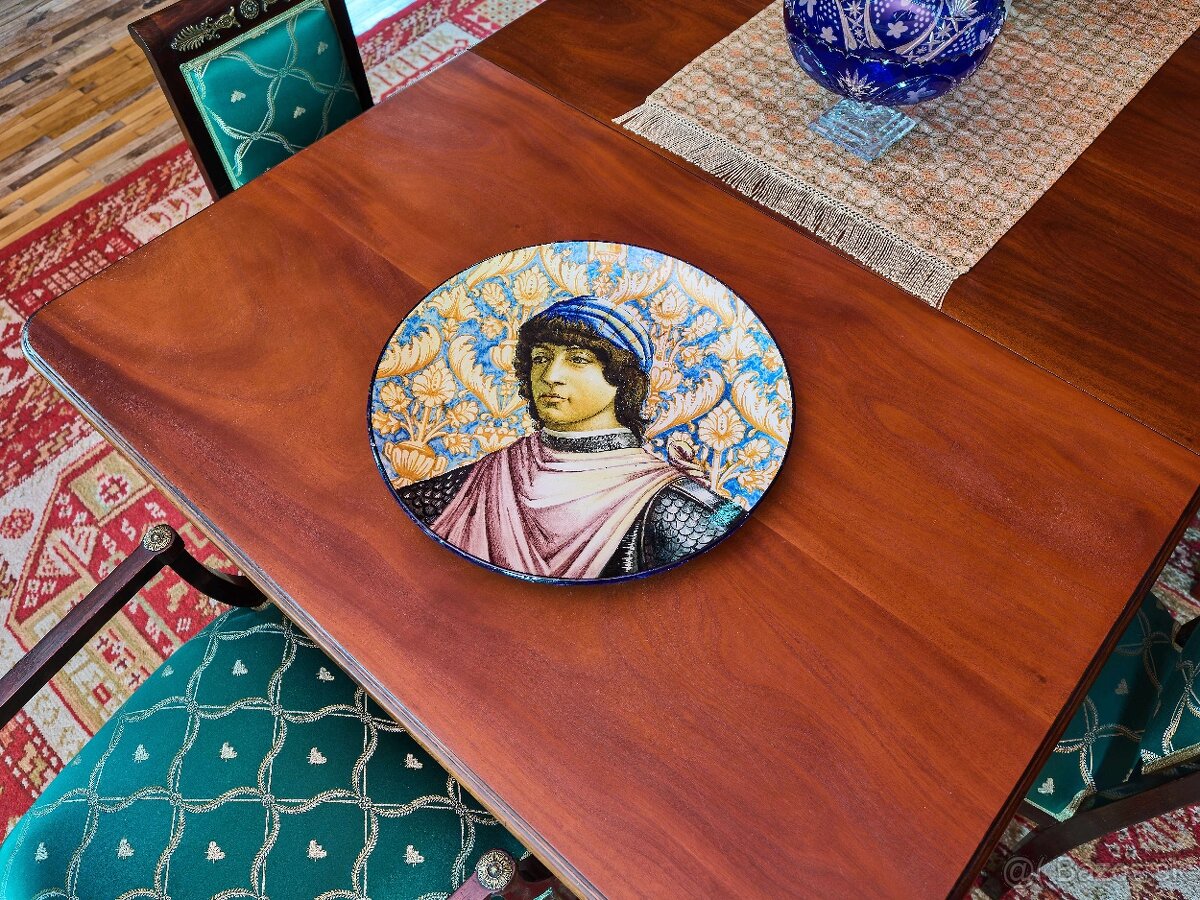 Obrí taliansky tanier s portrétom podľa Botticelliho 52 cm - 2