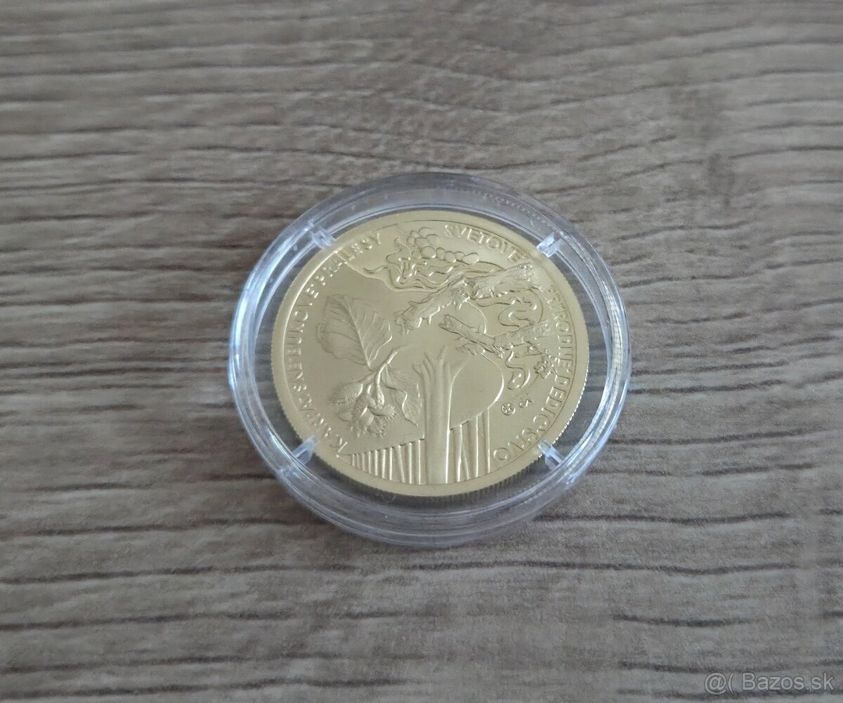 Zlatá zberateľská minca 100 € Karpatske bukove pralesy 2015 - 2