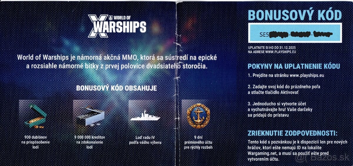 World of Warships - 35€ vstupný bonus - 2